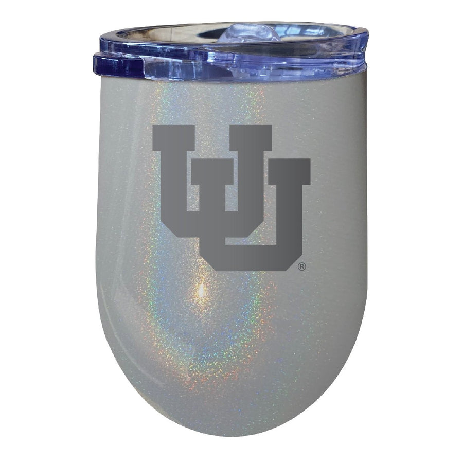 Utah Utes 12 oz Laser Etched Insulated Wine Stainless Steel Tumbler Rainbow Glitter Grey Image 1