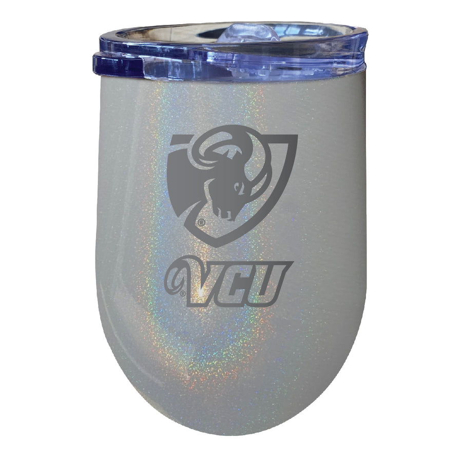 Virginia Commonwealth 12 oz Laser Etched Insulated Wine Stainless Steel Tumbler Rainbow Glitter Grey Image 1