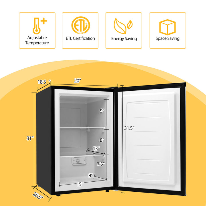 STAKOL 3 cu.ft. Compact Upright Freezer w/Single Stainless Steel Door Removable Shelves Image 10