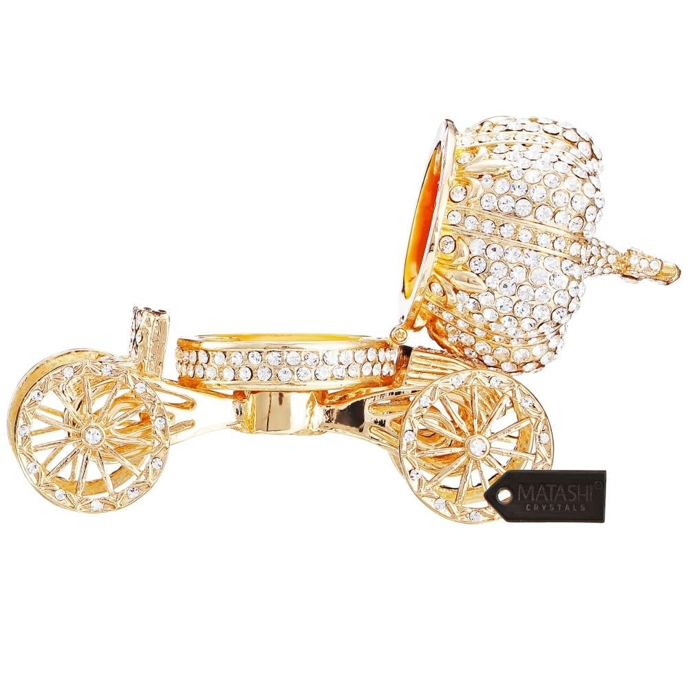 Matashi Hand Painted Royal Crown Carriage Ornament Embellished with 24K Gold and fine Crystals Image 4