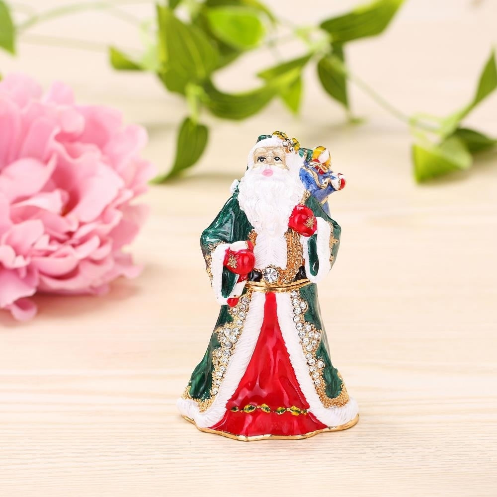 Matashi Hand Painted Gift Bearing Santa Ornament Embellished with 24K Gold and fine Crystals Image 5