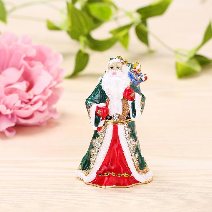 Matashi Hand Painted Gift Bearing Santa Ornament Embellished with 24K Gold and fine Crystals Image 5