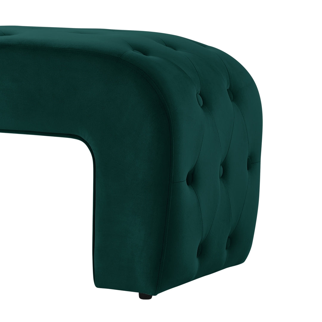 Uma Bench - Upholstered, Button Tufted, Curved Silhouette Image 9