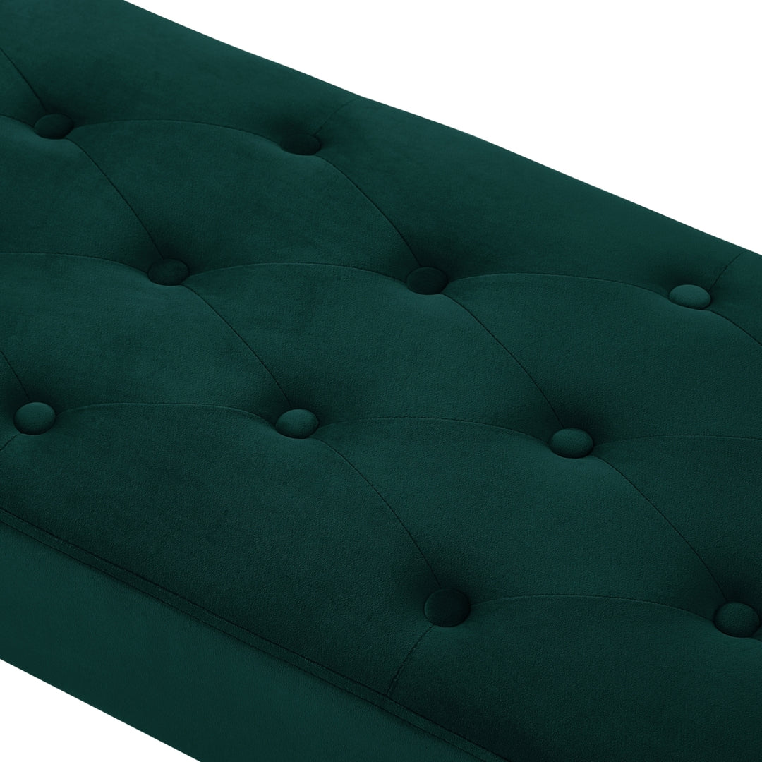 Uma Bench - Upholstered, Button Tufted, Curved Silhouette Image 10