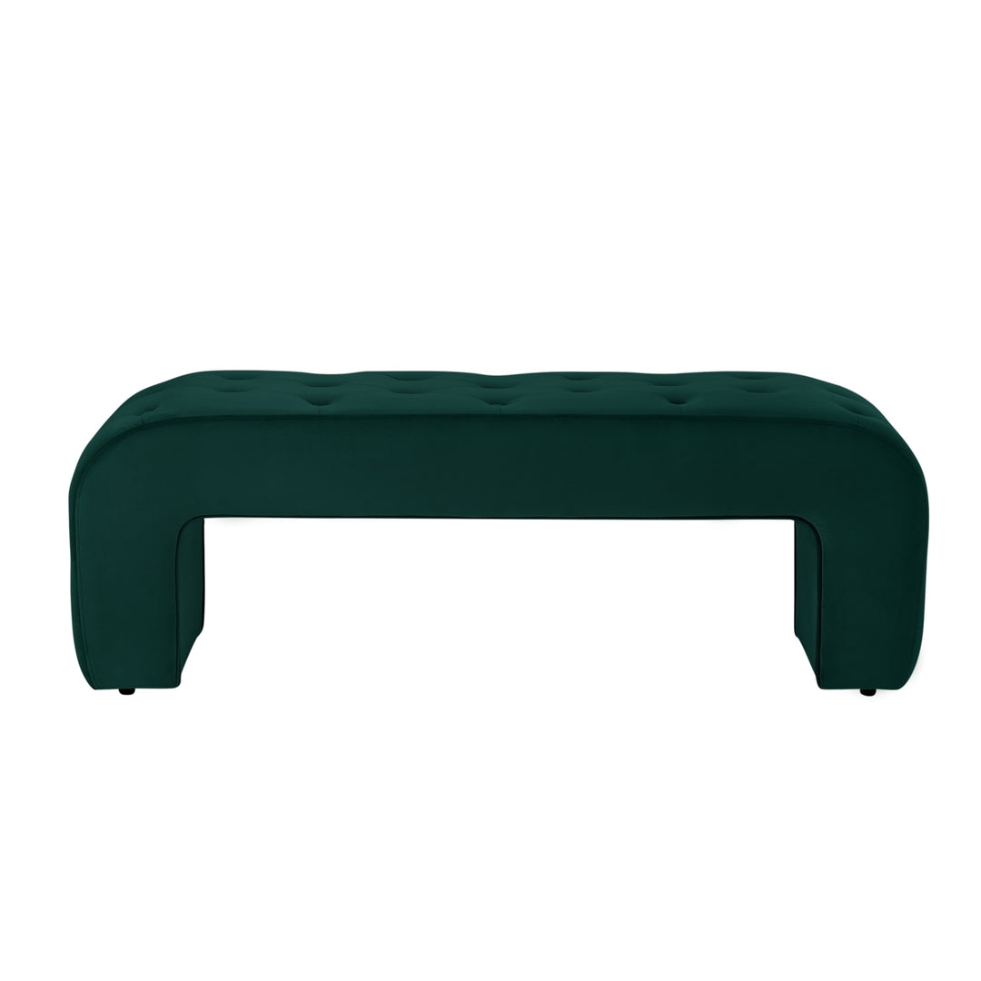 Uma Bench - Upholstered, Button Tufted, Curved Silhouette Image 11