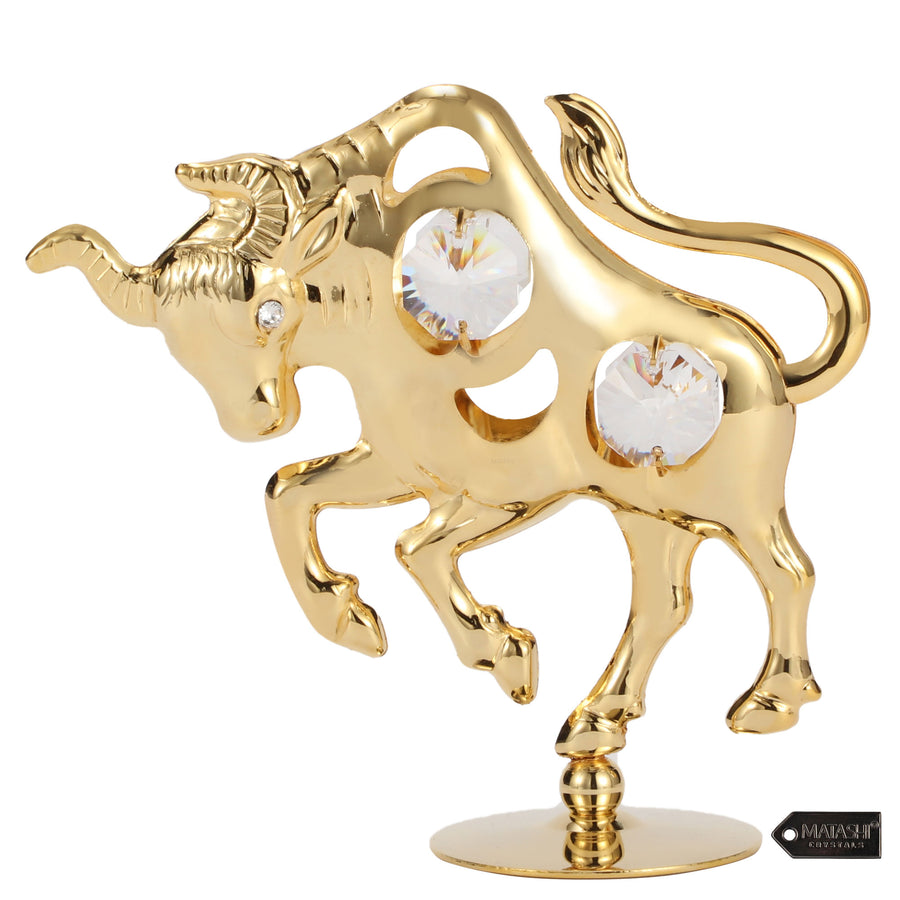 Matashi 24K Gold Plated Crystal Studded Ox/Bull Figurine Ornament Image 1