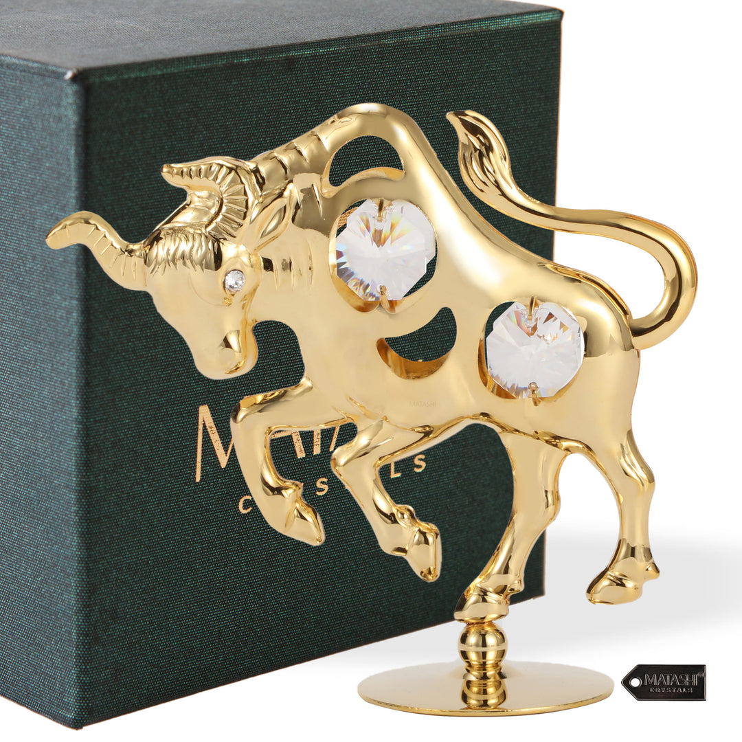 Matashi 24K Gold Plated Crystal Studded Ox/Bull Figurine Ornament Image 2