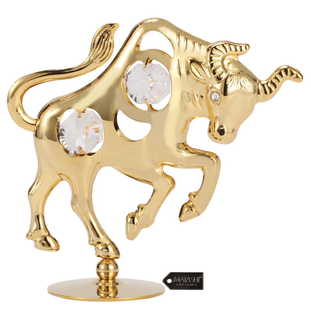 Matashi 24K Gold Plated Crystal Studded Ox/Bull Figurine Ornament Image 3