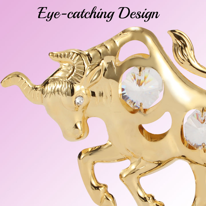 Matashi 24K Gold Plated Crystal Studded Ox/Bull Figurine Ornament Image 5