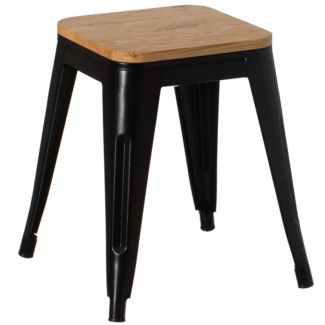Decorative Accent Bar Stool for Indoor and Outdoor, Wooden Brown and Metal Black Image 3