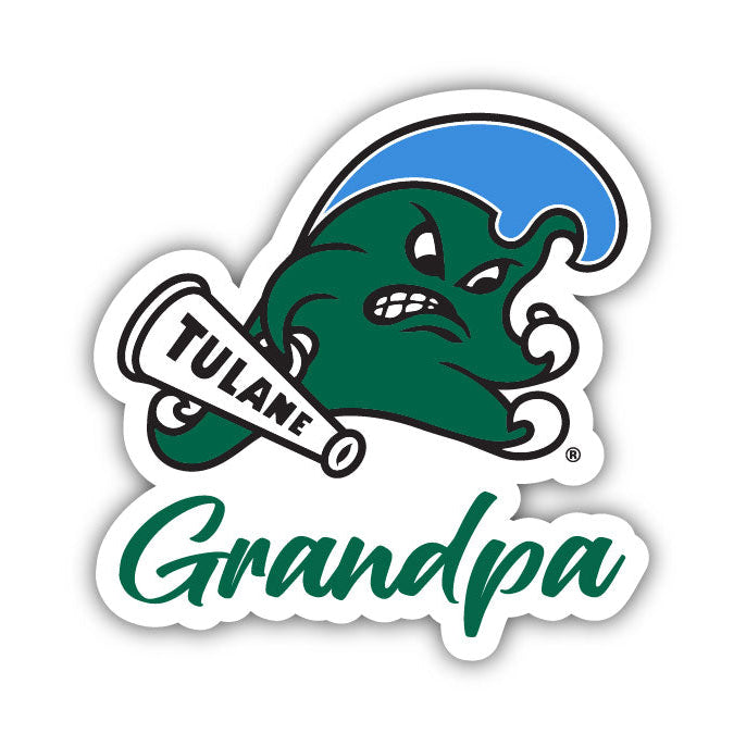 Tulane University Green Wave 4 Inch Proud Grandpa Die Cut Decal Image 1