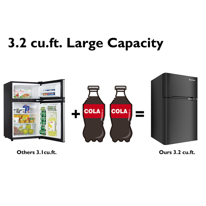 Refrigerator Small Freezer Cooler Fridge Compact 3.2 cu ft. Unit, Black Image 9