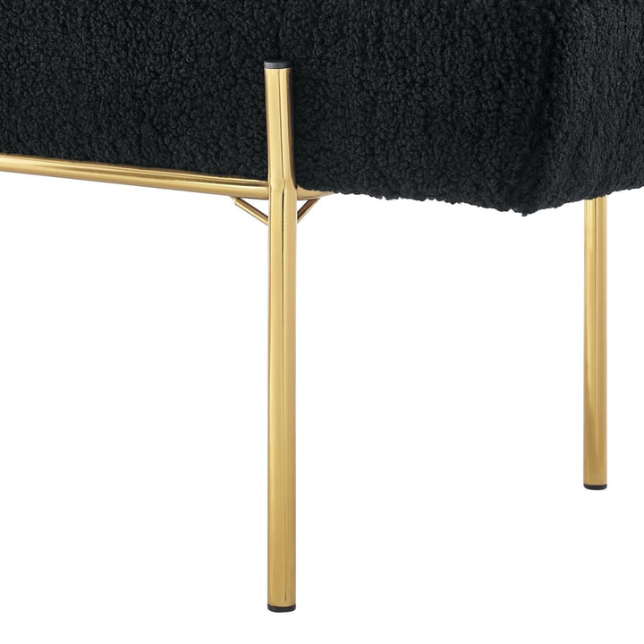 Amadeus Bench - Upholstered, Gold Legs, Rolled Detachable Pillow Image 6