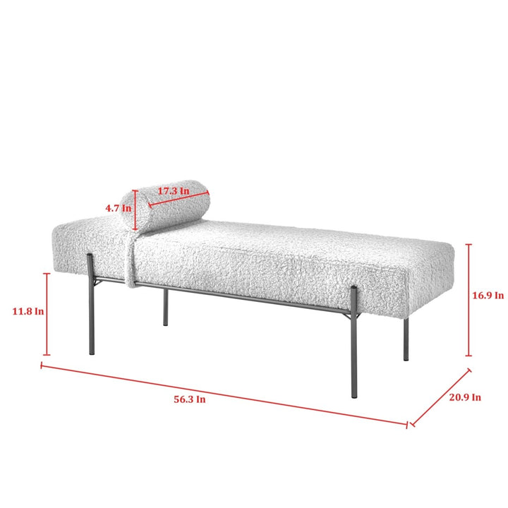 Amadeus Bench - Upholstered, Gold Legs, Rolled Detachable Pillow Image 8