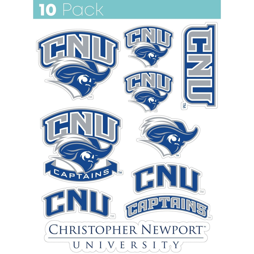 Christopher Newport Captains 10-Pack, 4 inches in size on one of its sides NCAA Durable School Spirit Vinyl Decal Image 1