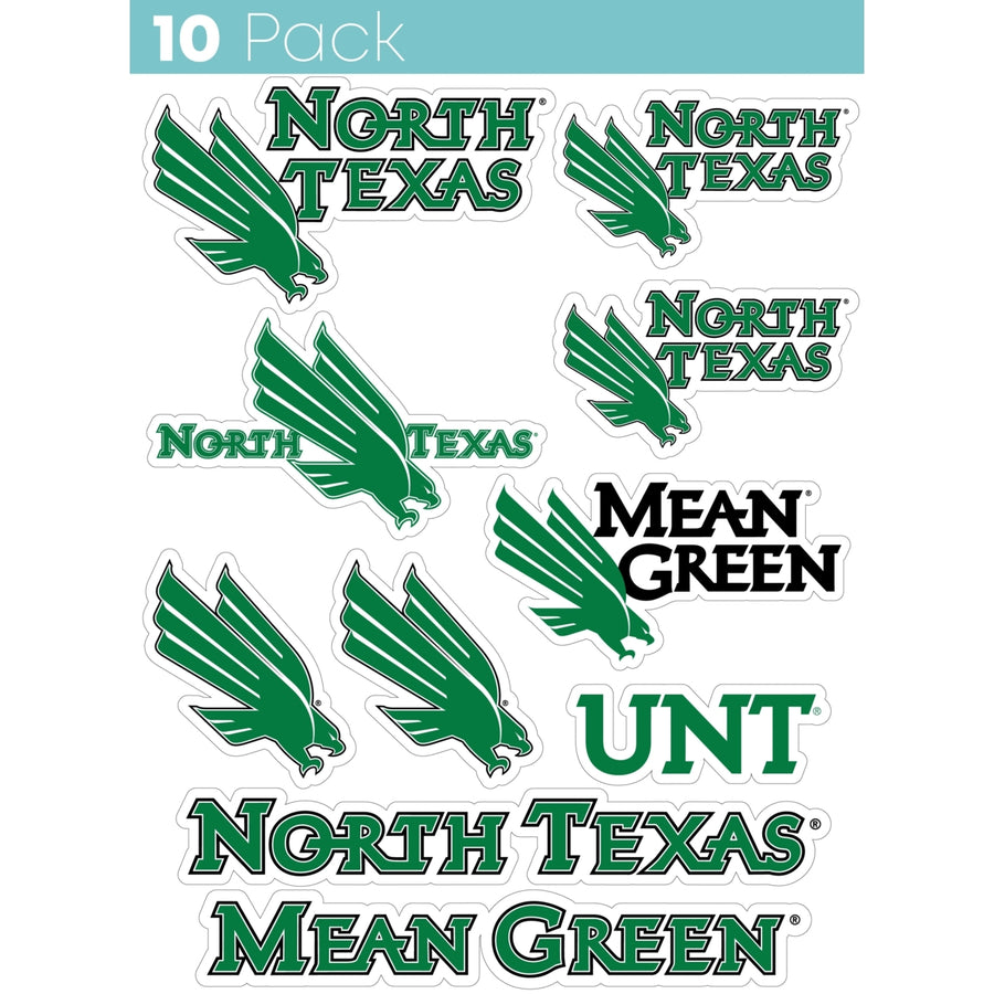 North Texas 10-Pack, 4 inches in size on one of its sides NCAA Durable School Spirit Vinyl Decal Sticker Image 1