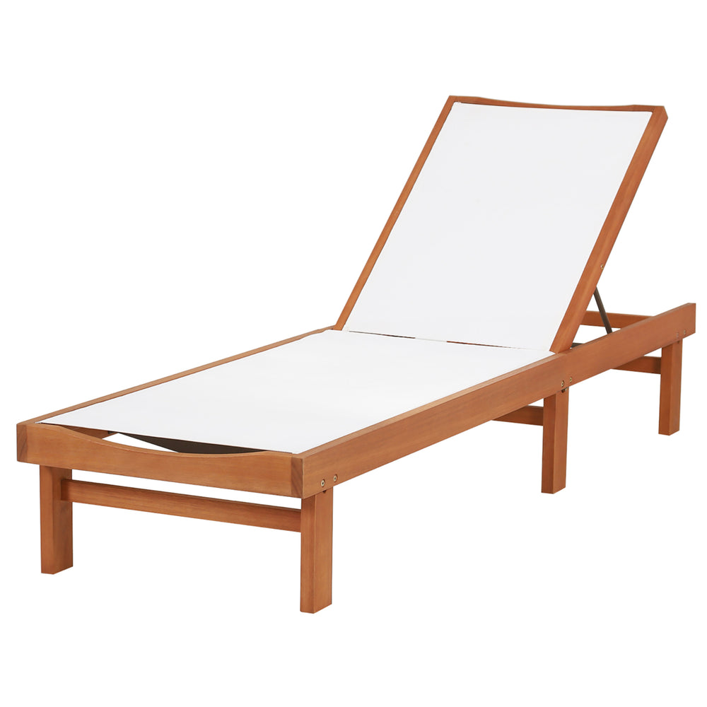 Wooden Chaise Lounge Chair Recliner Patio Outdoor w/ Adjustable Backrest Image 2