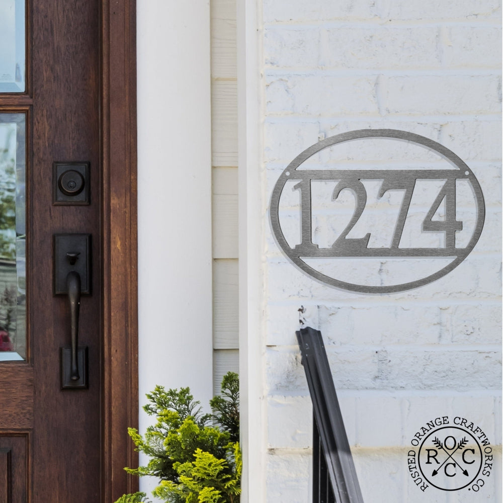 Oval Address Plaque - 3 Sizes - Personalized Address Numbers for Houses with Street Name Image 2
