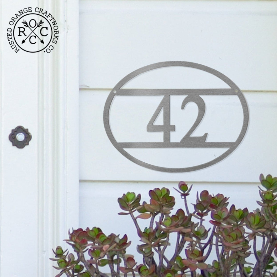 Oval Address Plaque - 3 Sizes - Personalized Address Numbers for Houses with Street Name Image 1