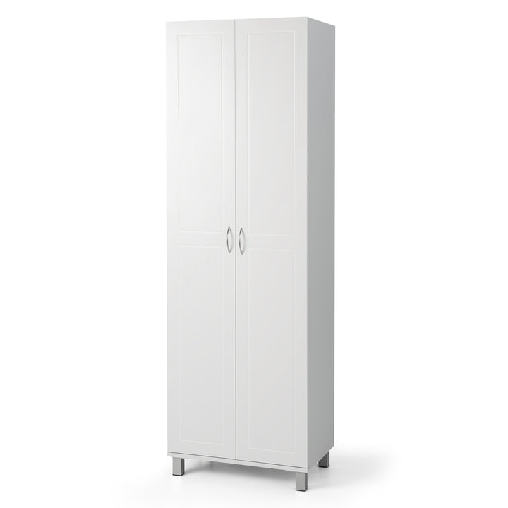 2-Door Tall Storage Cabinet Kitchen Pantry Cupboard Organizer Furniture White Image 1