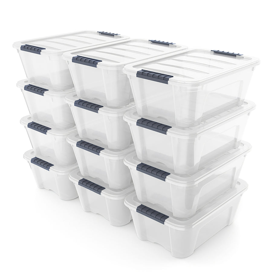 12 Pack Latch Stack Storage Box Tubs Bins Latches Handles Image 1