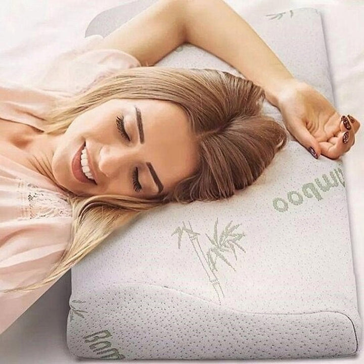 Bamboo Hypoallergenic Memory Foam Contoured Orthopedic Support Pillow Image 2