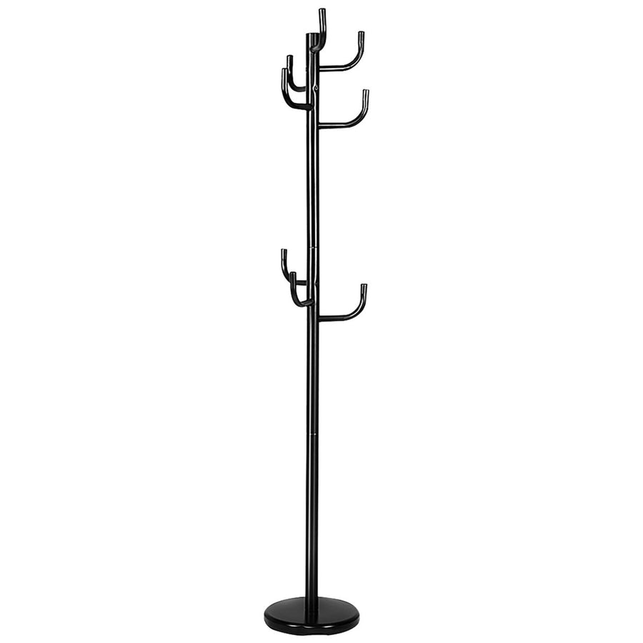 Metal Coat Rack Hat Stand Tree Hanger Hall Umbrella Holder Hooks Black Image 1