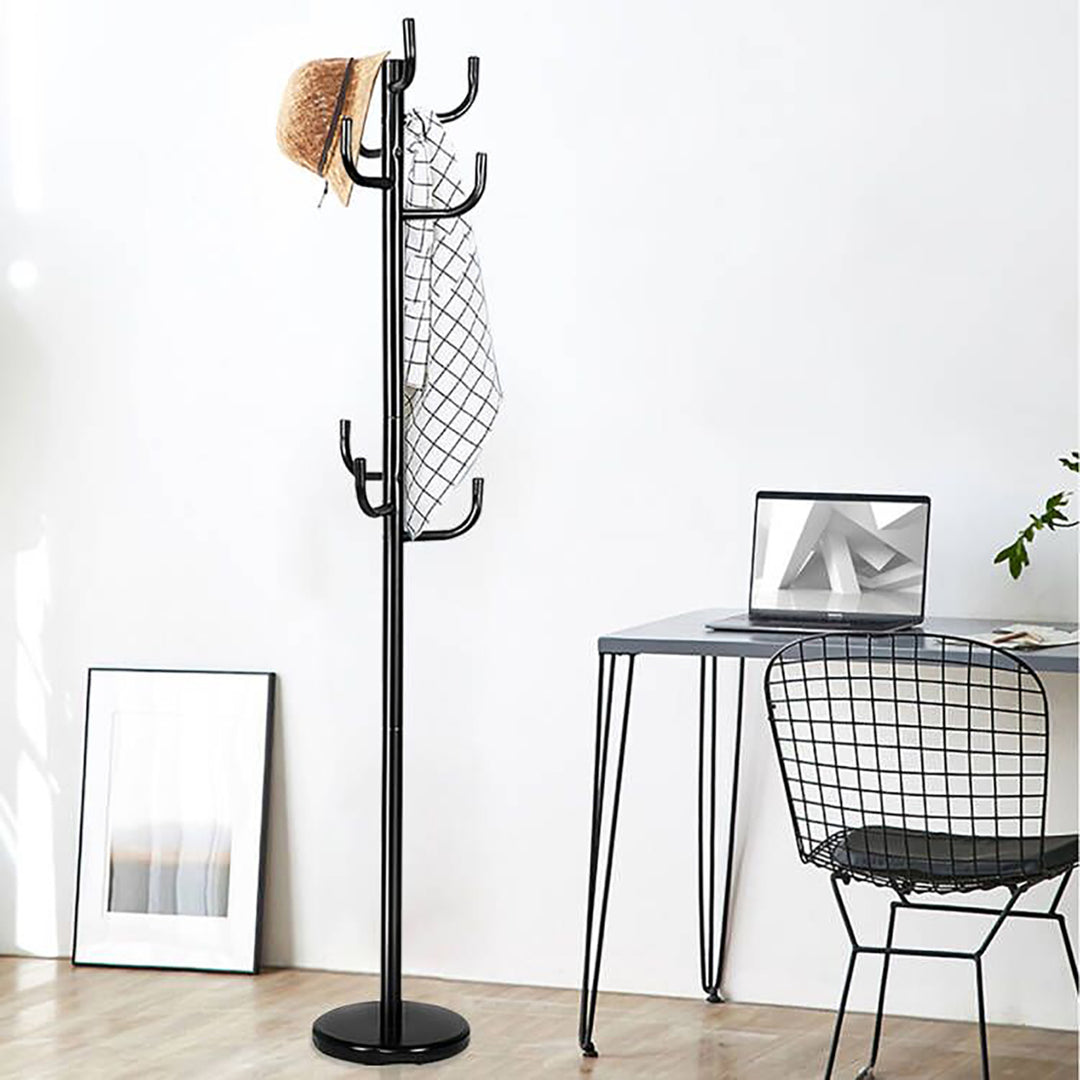 Metal Coat Rack Hat Stand Tree Hanger Hall Umbrella Holder Hooks Black Image 5