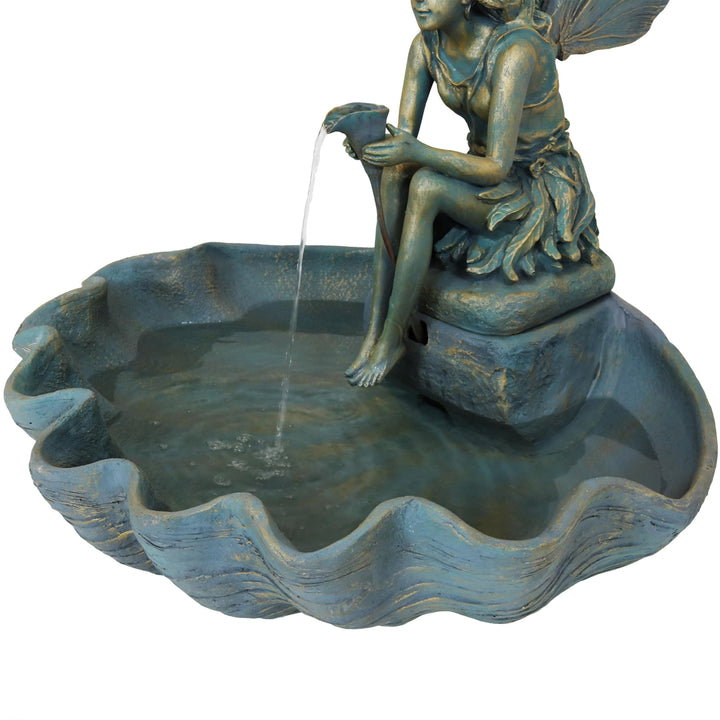 Sunnydaze Fiberglas Bronze Fairy Shell Outdoor Water Fountain - 30 in Image 9