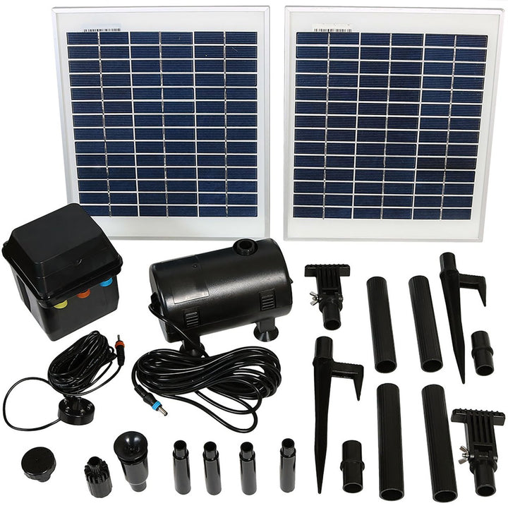 Sunnydaze 396 GPH Solar Pump and Panel Kit with Battery and Light Image 1