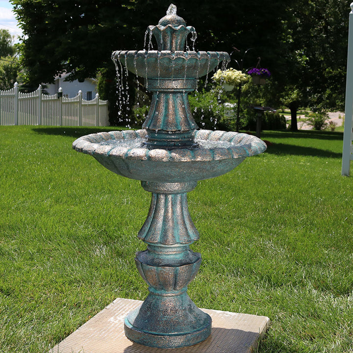 Sunnydaze Nouveau Tiered Polyresin Outdoor 2-Tier Water Fountain Image 4