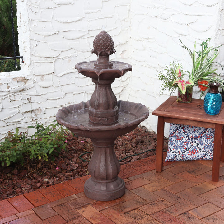 Sunnydaze Curved Plinth Polyresin Outdoor 2-Tier Water Fountain Image 4