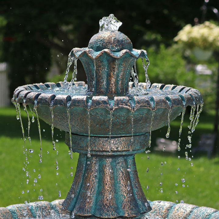 Sunnydaze Nouveau Tiered Polyresin Outdoor 2-Tier Water Fountain Image 5