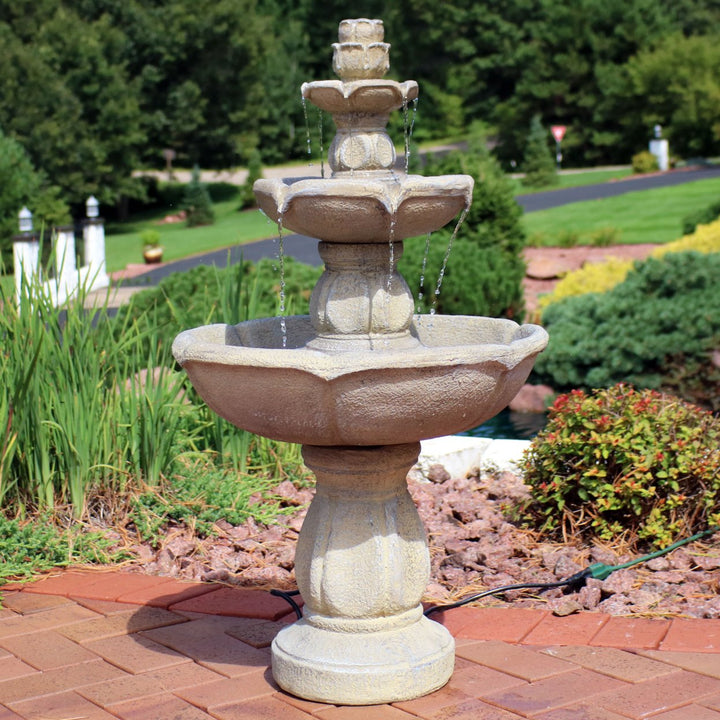 Sunnydaze Birds Delight Fiberglass Outdoor 3-Tier Water Fountain Image 2