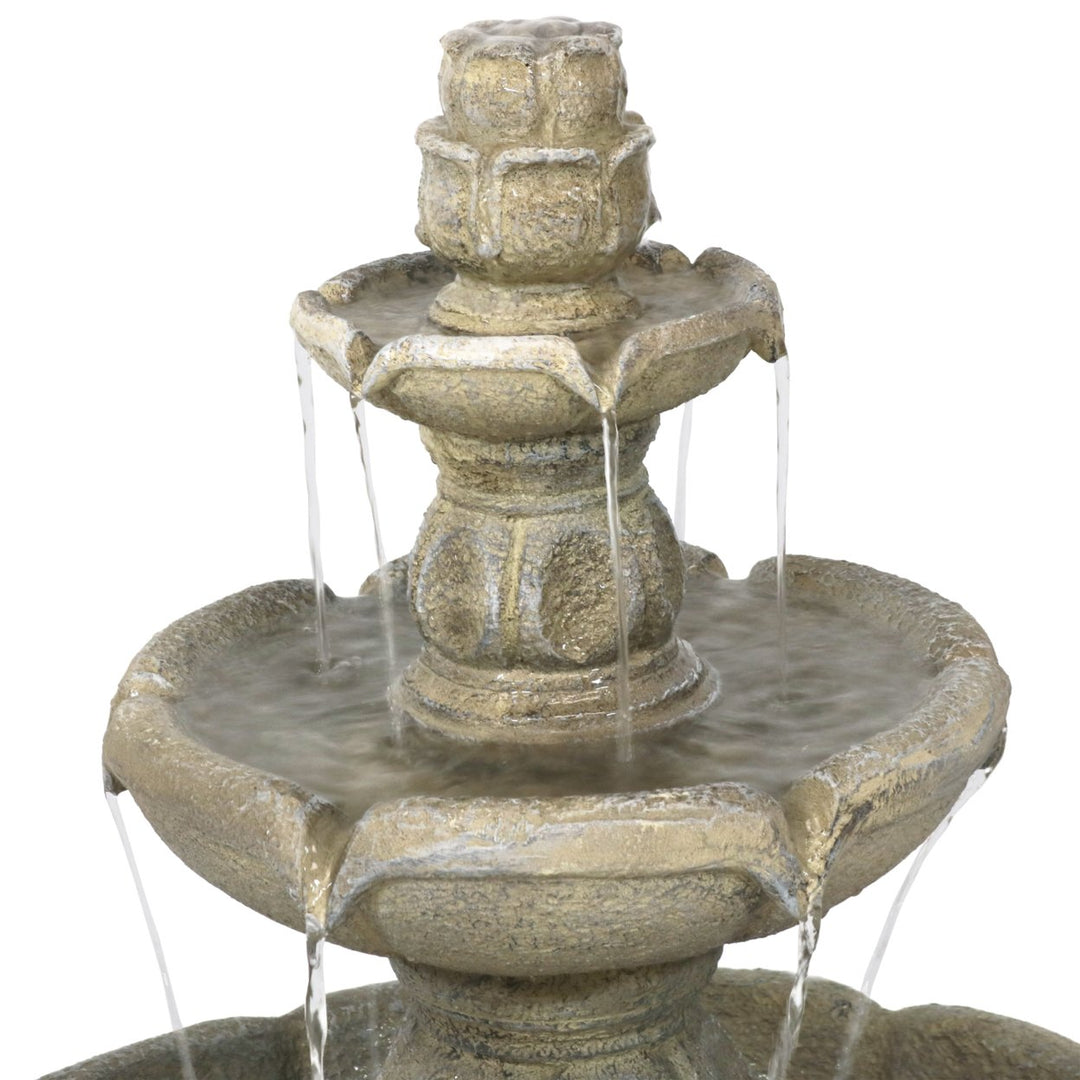 Sunnydaze Birds Delight Fiberglass Outdoor 3-Tier Water Fountain Image 5