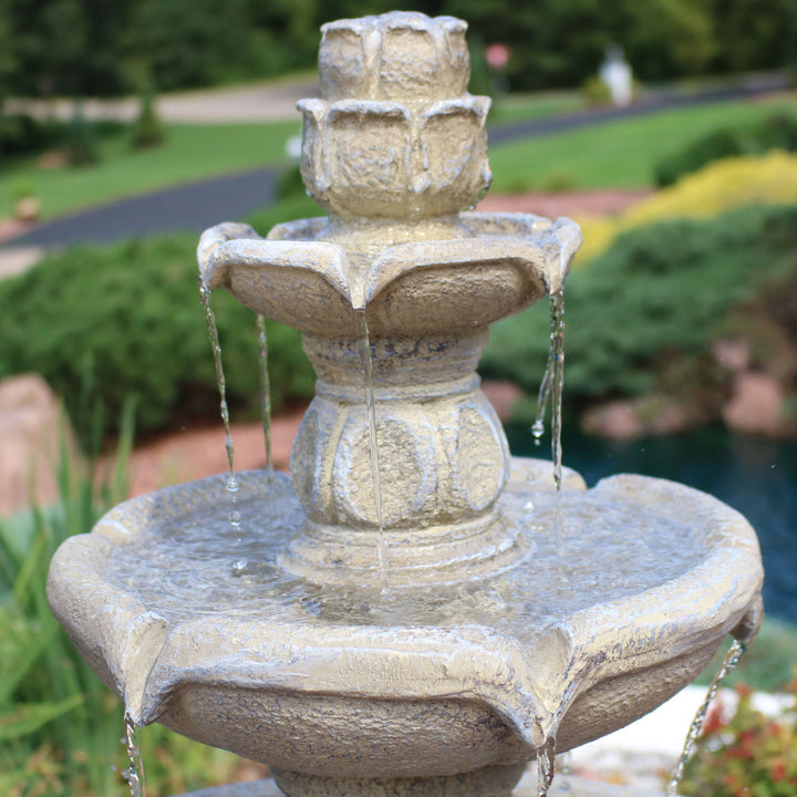 Sunnydaze Birds Delight Fiberglass Outdoor 3-Tier Water Fountain Image 10