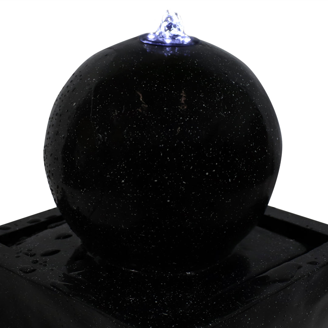Sunnydaze Black Ball Solar Water Fountain with Battery/LED Lights - 30 in Image 5