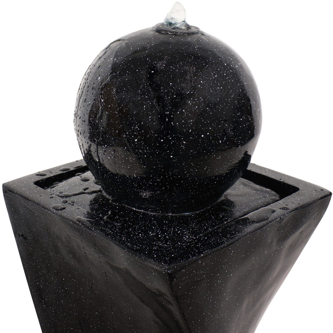 Sunnydaze Black Ball Solar Water Fountain with Battery/LED Lights - 30 in Image 6