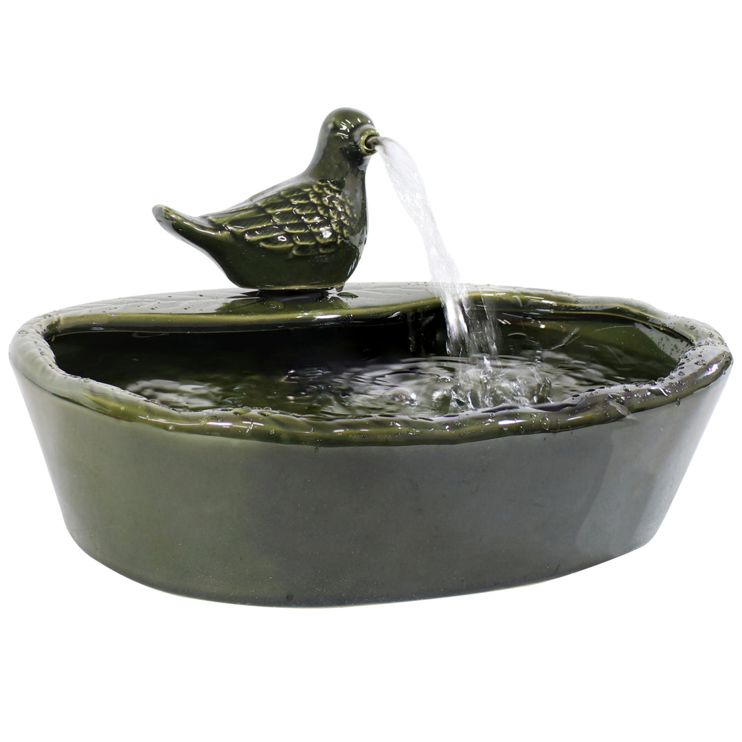 Sunnydaze Dove Glazed Ceramic Outdoor Solar Water Fountain - 7 in Image 1