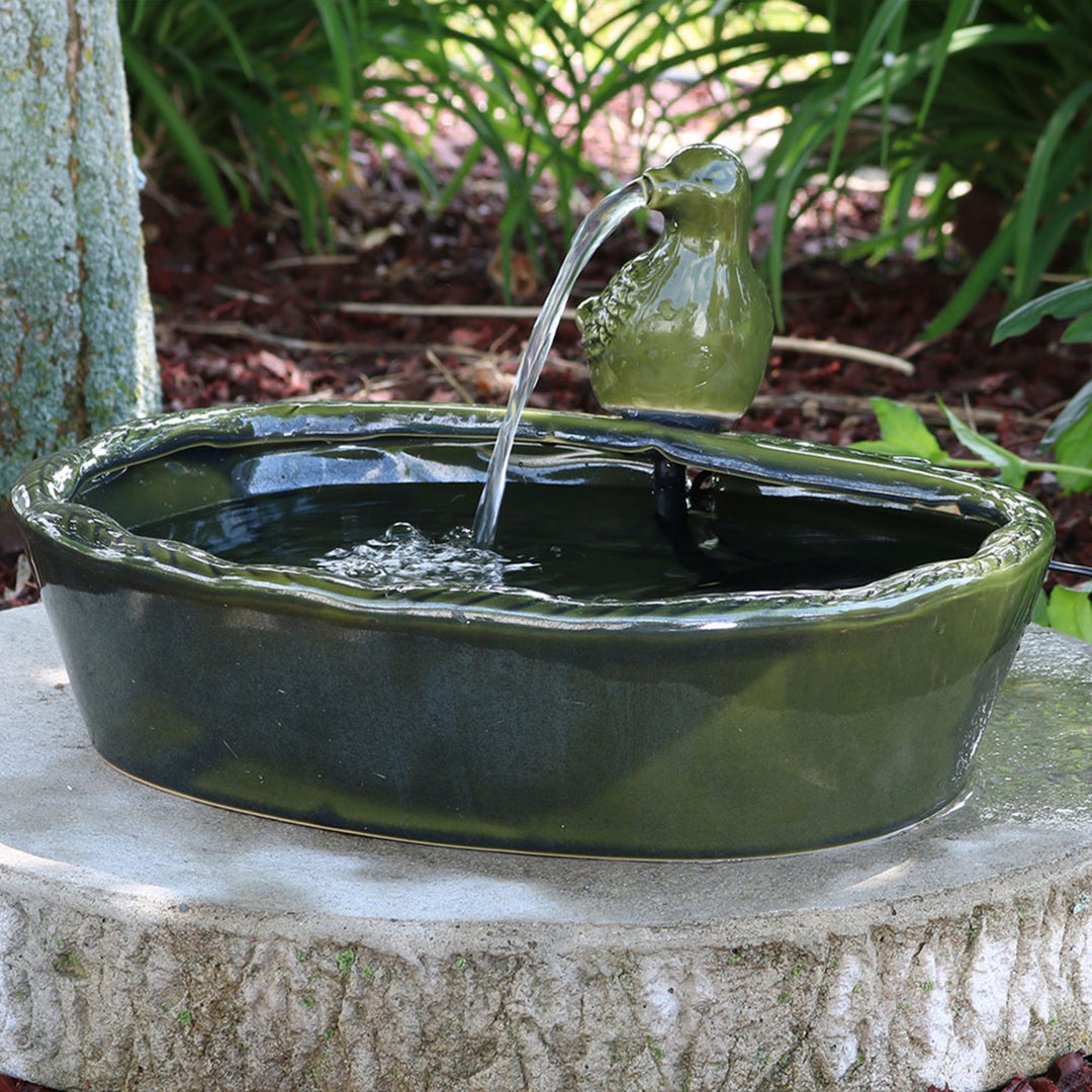 Sunnydaze Dove Glazed Ceramic Outdoor Solar Water Fountain - 7 in Image 3