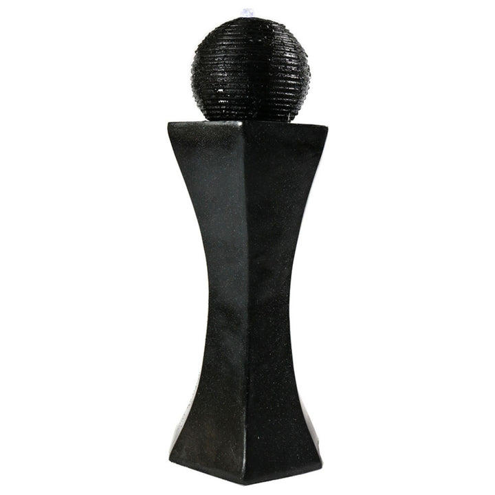 Sunnydaze Black Pedestal/Ball Solar Fountain with Battery/LED Light - 31 in Image 1