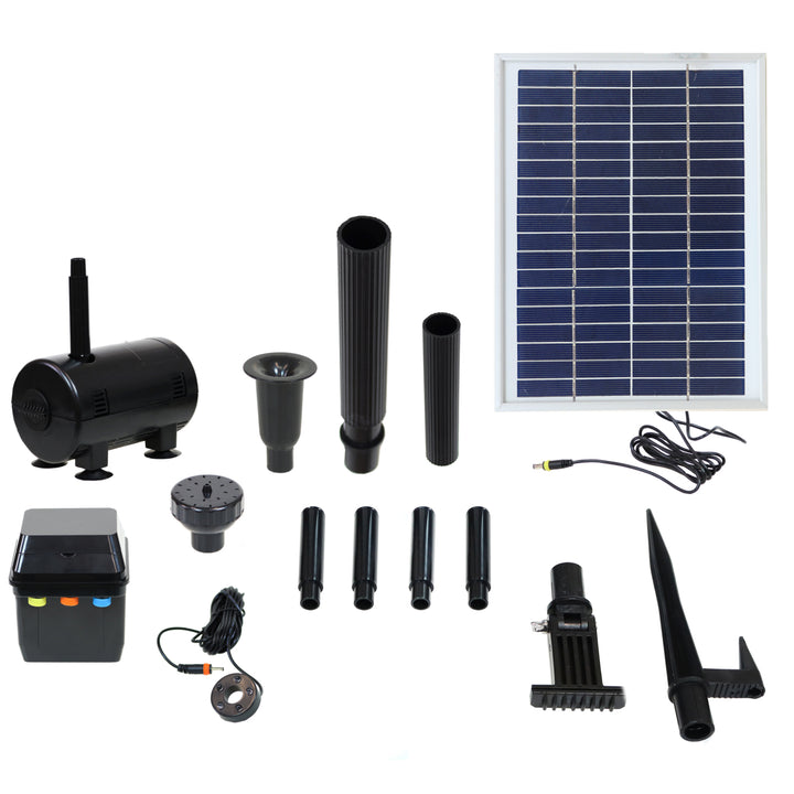 Sunnydaze 132 GPH Solar Pump and Panel Kit with Battery and Light Image 1