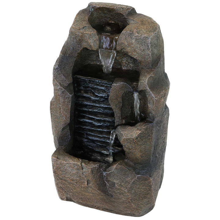 Sunnydaze Stony Rock Waterfall Resin Indoor Tabletop Water Fountain - 11 in Image 1