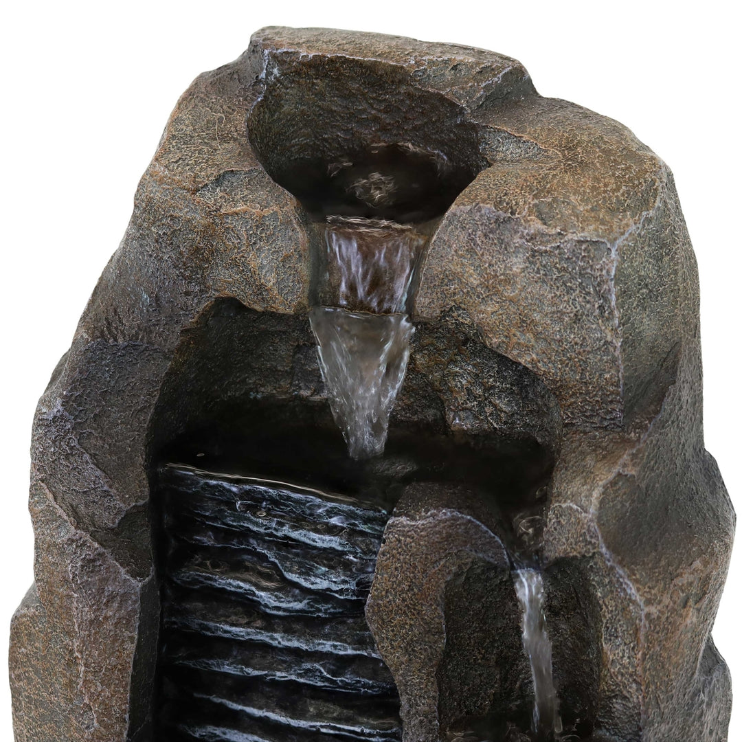 Sunnydaze Stony Rock Waterfall Resin Indoor Tabletop Water Fountain - 11 in Image 5