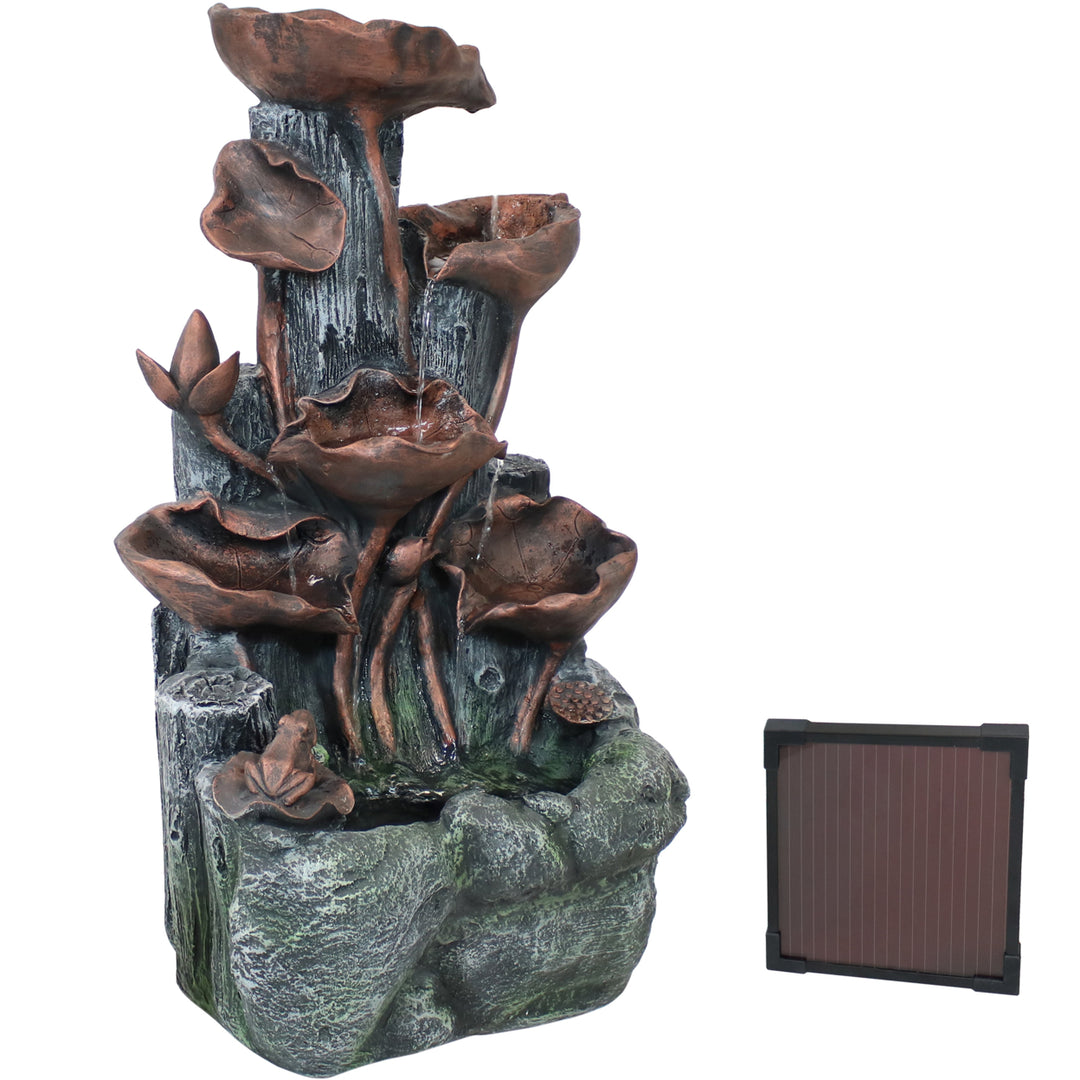 Sunnydaze Driftwood and Stems Solar Water Fountain with Battery - 30 in Image 1