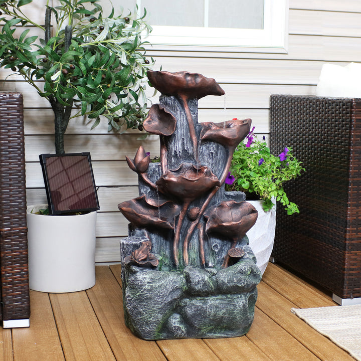 Sunnydaze Driftwood and Stems Solar Water Fountain with Battery - 30 in Image 4