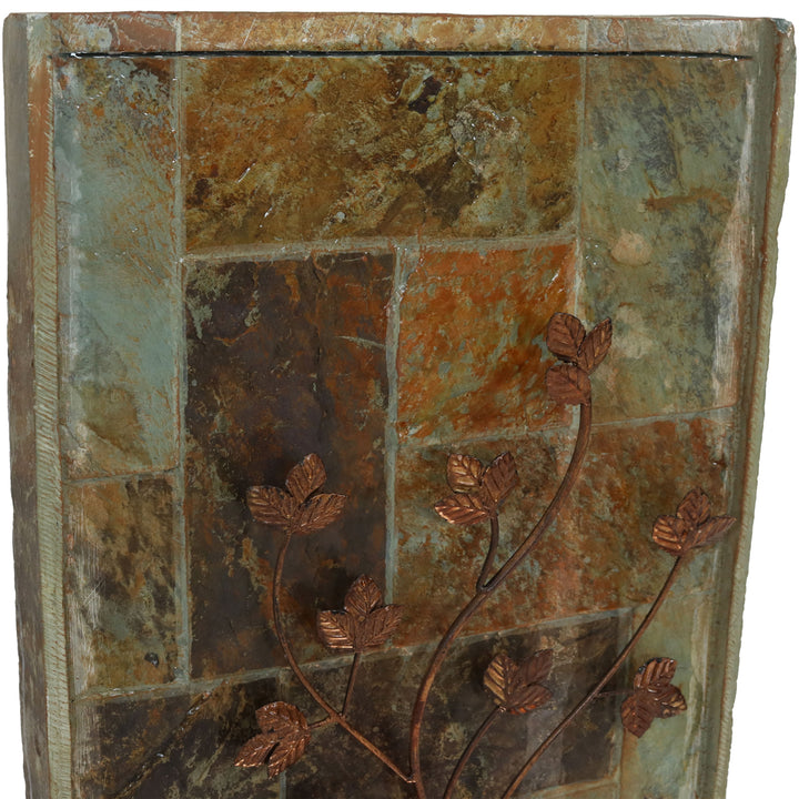 Sunnydaze Natural Slate Floor Water Fountain with Vines/LED Lights - 32 in Image 7