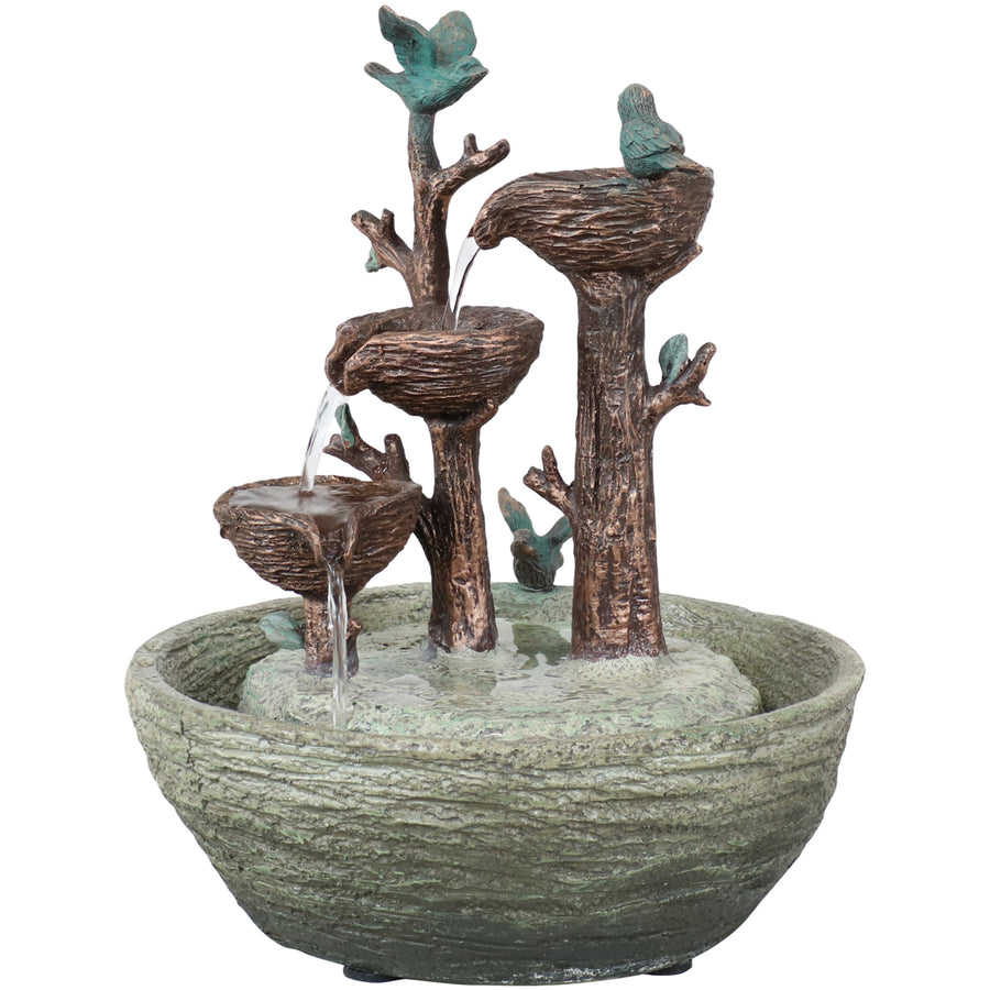 Sunnydaze Perching Birds Polyresin Indoor 3-Tiered Fountain - 12 in Image 1