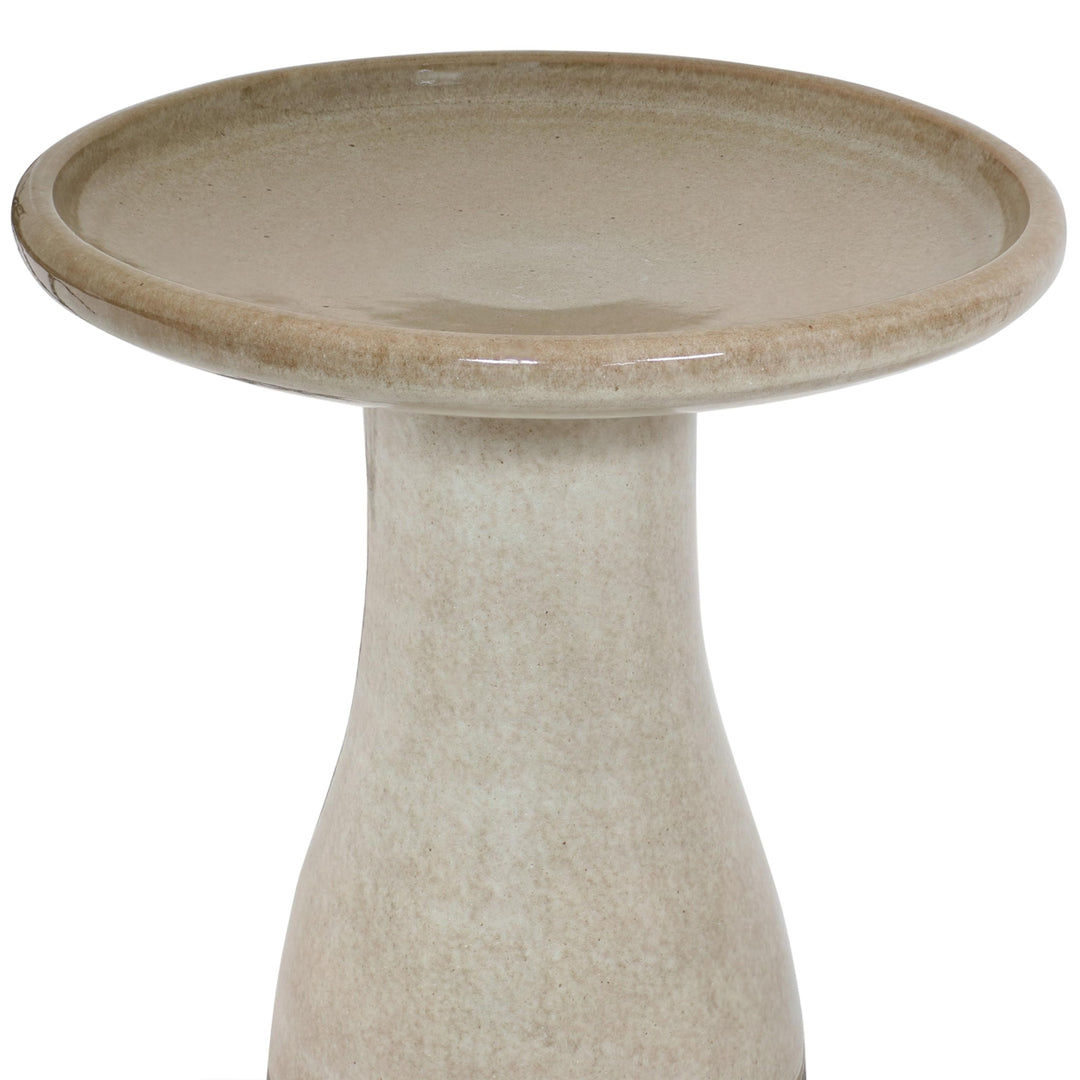 Duo-Tone Outdoor Glazed Ceramic Bird Bath - 20.5 in - Yam by Sunnydaze Image 5