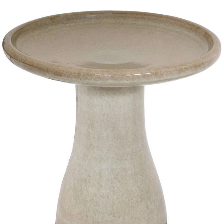 Duo-Tone Outdoor Glazed Ceramic Bird Bath - 20.5 in - Yam by Sunnydaze Image 5